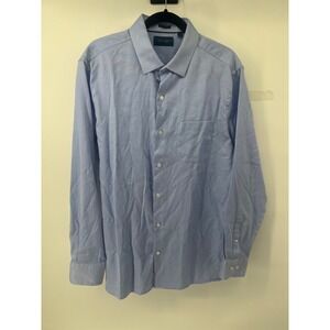 Fairline Mens XL Slim Fit Long Sleeve Button Down Dress Shirt Light Blue Cotton